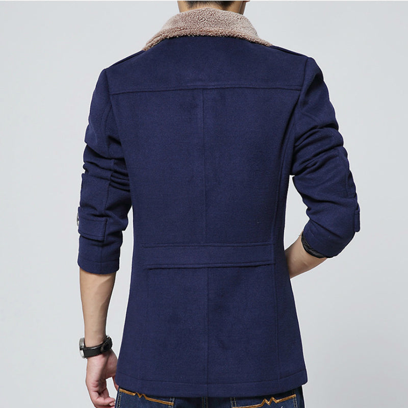 Autumn And Winter Stand Collar Lamb Wool Men's Woolen Jacket